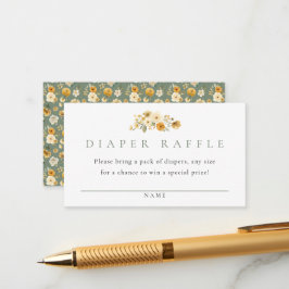 Sage Green Diaper Raffle Card | Vintage Pram Suite Begleitkarte