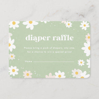 Sage Green Diaper Raffle Daisies Begleitkarte