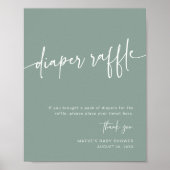 Sage Green Diaper Raffle Sign Boy Modern Minimal Poster (Vorne)