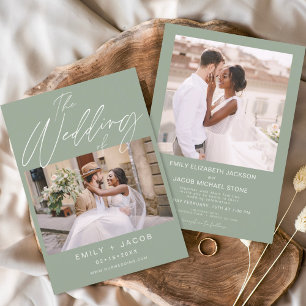 Sage Green Die Hochzeit von zwei Foto Minimalistis Einladung