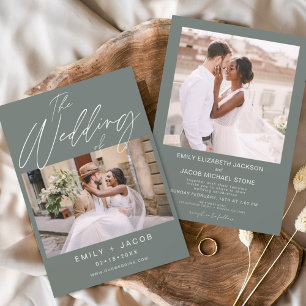 Sage Green Die Hochzeit von zwei Foto Minimalistis Einladung