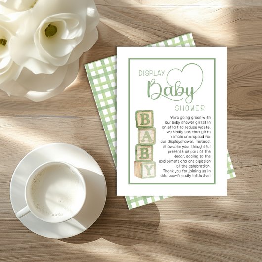 Sage Green Display Shower Card | Unwrapped Gifts  Begleitkarte