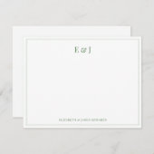 Sage Green Double Border Elegante Couple Initials Mitteilungskarte (Vorne/Hinten)