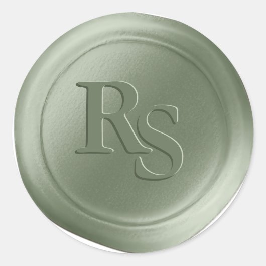 Sage Green Double Monogram Wedelweck Siegel Runder Aufkleber (Vorderseite)
