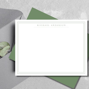 Sage Green Double Thin Border Correspondence Mitteilungskarte