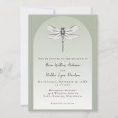 Sage Green Dragonfly Hochzeit Einladung (Vorderseite)