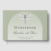 Sage Green Dragonfly Hochzeit Gästebuch (Vorderseite)