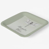 Sage Green Dragonfly Hochzeit Pappteller (Gewinkelt)