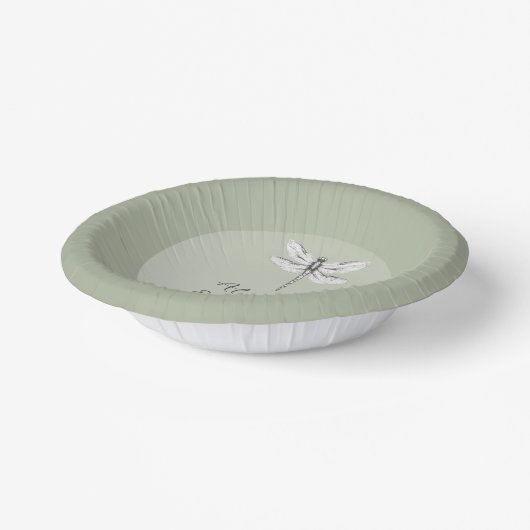 Sage Green Dragonfly Hochzeit Pappteller (Gewinkelt)