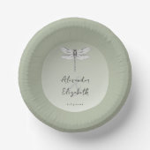 Sage Green Dragonfly Hochzeit Pappteller (Vorderseite)