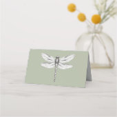 Sage Green Dragonfly Hochzeit Platzkarte (Rückseite)