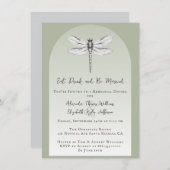 Sage Green Dragonfly Hochzeit Probe Dinner Einladung (Vorne/Hinten)