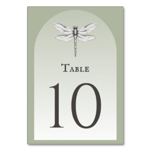 Sage Green Dragonfly Hochzeit Tischnummer
