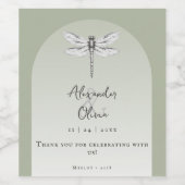 Sage Green Dragonfly Hochzeit Weinetikett (Einzelnes Label)