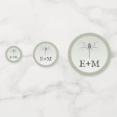 Sage Green Dragonfly Monogram Wedding Konfetti (Vorderseiten)