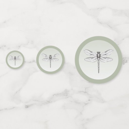 Sage Green Dragonfly Monogram Wedding Konfetti (Rückseiten)