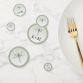 Sage Green Dragonfly Monogram Wedding Konfetti (Gruppe)