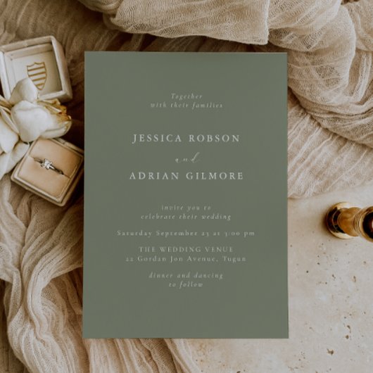 Sage Green Dream Moderne Minimale Hochzeit Einladung