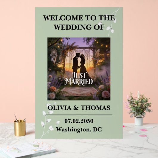 Sage Green Dream Pattern Wedding Acrylschild (Hochzeit)