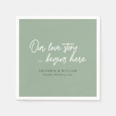 Sage Green Dreams: Zauberhafte Hochzeit von Skript Serviette (Vorderseite)