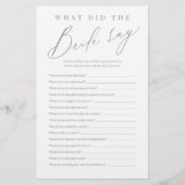 Sage Green Drehbuch, was die Braut sagte Spiel (Vorderseite)