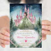 Sage Green Dress Forest Pink Castle 16 Quinceañera Einladung