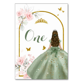 Sage Green Dress Gold Royale Princess XV Años Tischnummer