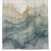 Sage Green Dusty Blue Beige Abstrakt Waves Duschvorhang (Vorderseite)