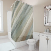 Sage Green Dusty Blue Beige Creme Abstrakter Strei Duschvorhang (Beispiel)