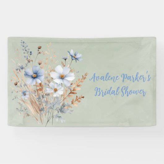 Sage Green Dusty Blue Wildblume Brautparty Banner (Horizontal)