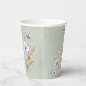 Sage Green Dusty Blue Wildblumen Hochzeit Pappbecher (Rechts)