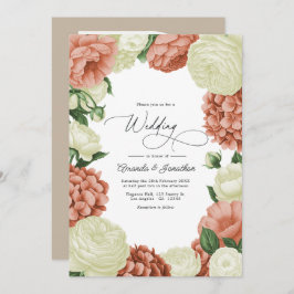 Sage Green, Dusty Peach & Ivory Floral Wedding Einladung