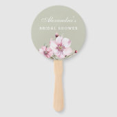Sage Green Dusty Pink Roses Brautparty Fächer (Vorderseite)
