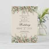 Sage Green Earthy Eucalyptus Wedding Einladung (Stehend Vorderseite)