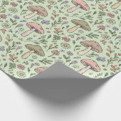 Sage Green Earthy Mushroom Seamless Pattern Geschenkpapier (Ecke)