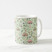 Sage Green Earthy Mushroom Seamless Pattern Kaffeetasse (VorderseiteRechts)