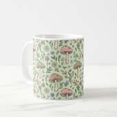 Sage Green Earthy Mushroom Seamless Pattern Kaffeetasse (Vorderseite Links)