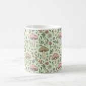 Sage Green Earthy Mushroom Seamless Pattern Kaffeetasse (Mittel)