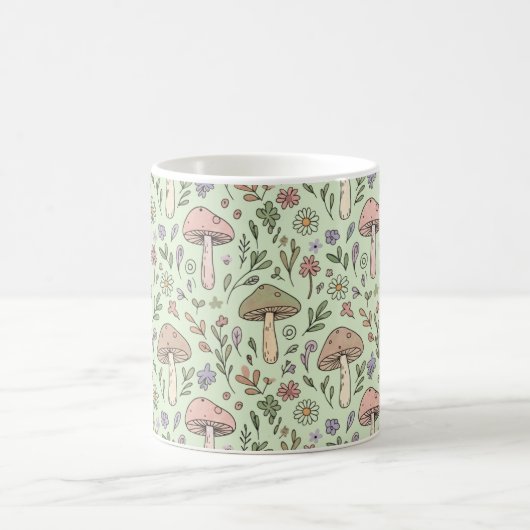 Sage Green Earthy Mushroom Seamless Pattern Kaffeetasse (Mittel)