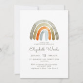 Sage Green Earthy Tone Rainbow Baby Dusche Einladung (Vorderseite)