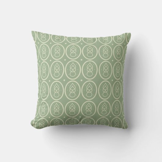 Sage Green & Ecru Deko Gemustert Cushion Kissen (Vorderseite)