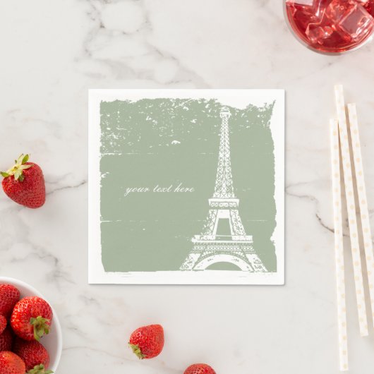 Sage Green Eiffel Tower Paper Napkin Set Serviette (Beispiel)