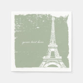 Sage Green Eiffel Tower Paper Napkin Set Serviette (Vorderseite)