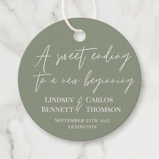 Sage green Ein süßes Ende für einen Neuanfang Geschenkanhänger (Vorderseite)