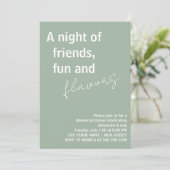 Sage Green eine Nacht mit Freunden Probe Dinner Einladung (Stehend Vorderseite)