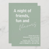 Sage Green eine Nacht mit Freunden Probe Dinner Einladung (Vorne/Hinten)