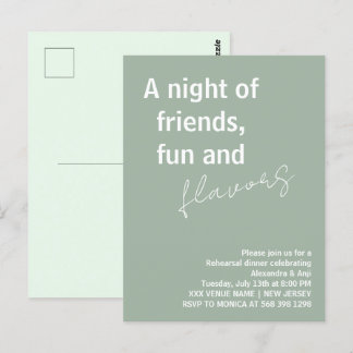 Sage Green eine Nacht mit Freunden Probe Dinner Postkarte