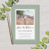 Sage Green Eleganborder Foto Chic Verlobung Save The Date
