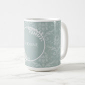 Sage Green Elegane Damask Personalisierte Kaffee T Kaffeetasse (VorderseiteRechts)