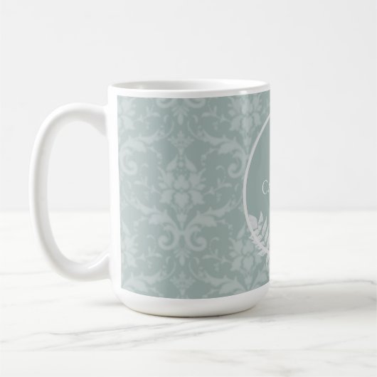 Sage Green Elegane Damask Personalisierte Kaffee T Kaffeetasse (Links)